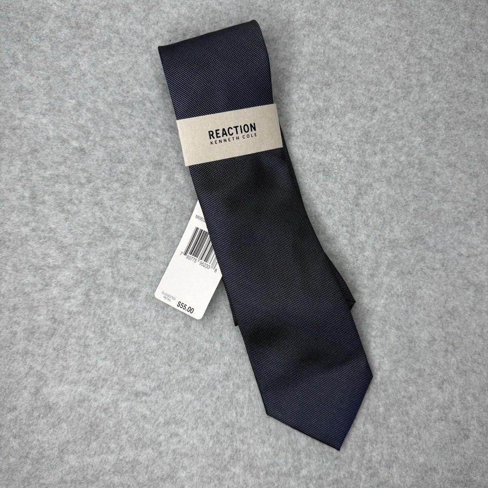 New Kenneth Cole Reaction Pixel Solid Blue Silk Business Academia